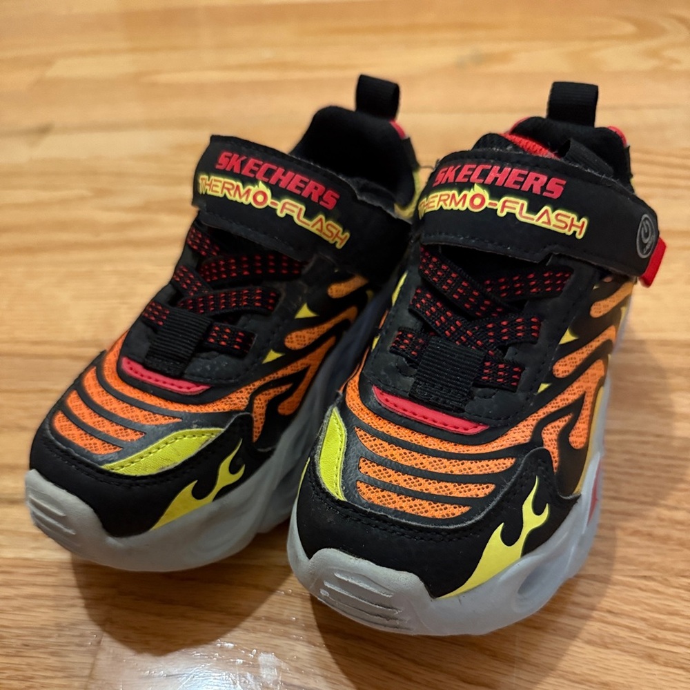 Skechers Kids Thermo-Flash Black Orange Yellow Sneakers